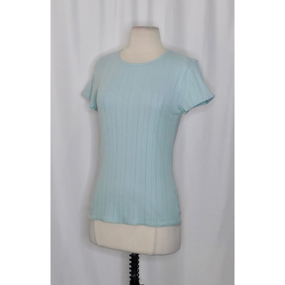 NWT! J. CREW Pointelle Short Sleeve T-Shirt Top Tee Faded Mint Light Blue Medium - Picture 7 of 16